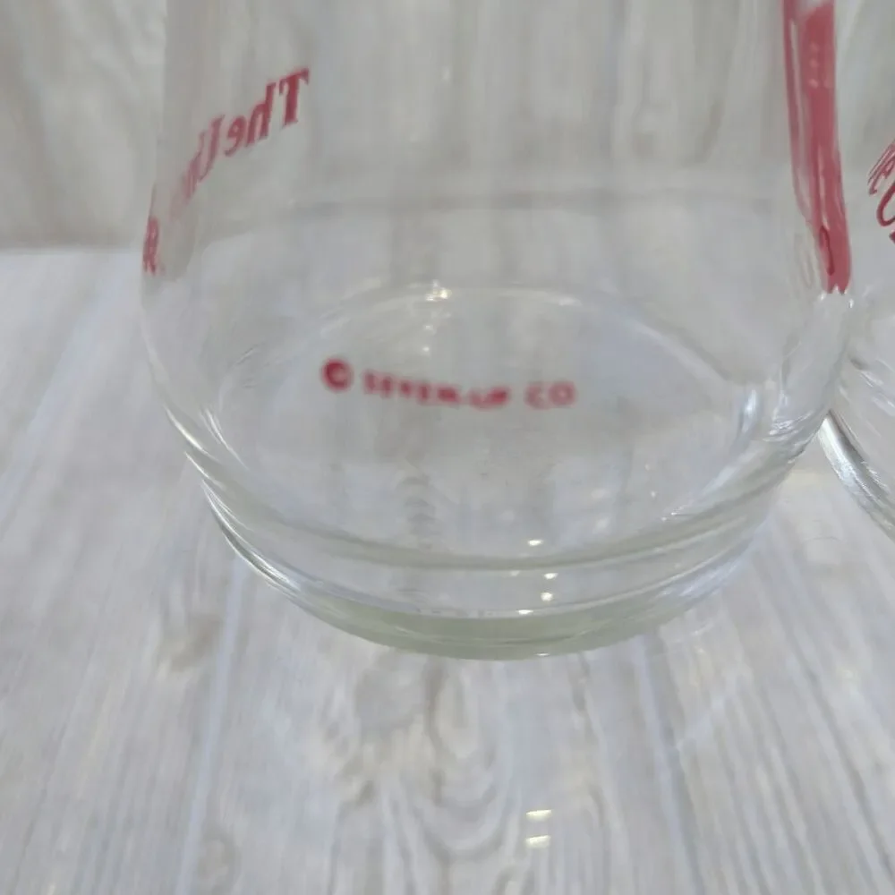 Vintage Lot of 2 7UP Glasses The Uncola Collectible Upside Down Drinking Glass